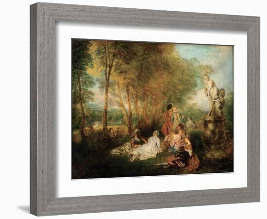 The Feast of Love, Ca. 1718-1719-Jean Antoine Watteau-Framed Giclee Print