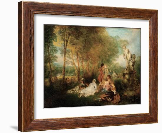 The Feast of Love, Ca. 1718-1719-Jean Antoine Watteau-Framed Giclee Print