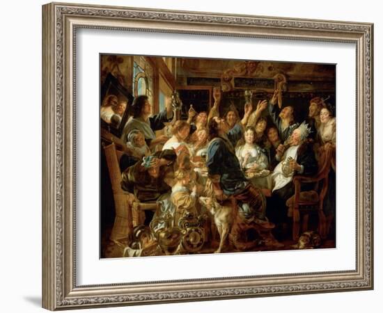 The Feast of the Bean King, Ca 1640-1645-Jacob Jordaens-Framed Giclee Print