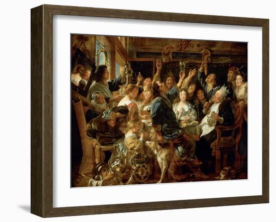 The Feast of the Bean King, Ca 1640-1645-Jacob Jordaens-Framed Giclee Print