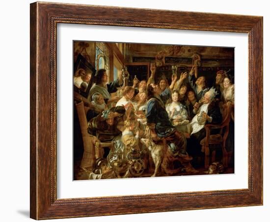 The Feast of the Bean King, Ca 1640-1645-Jacob Jordaens-Framed Giclee Print