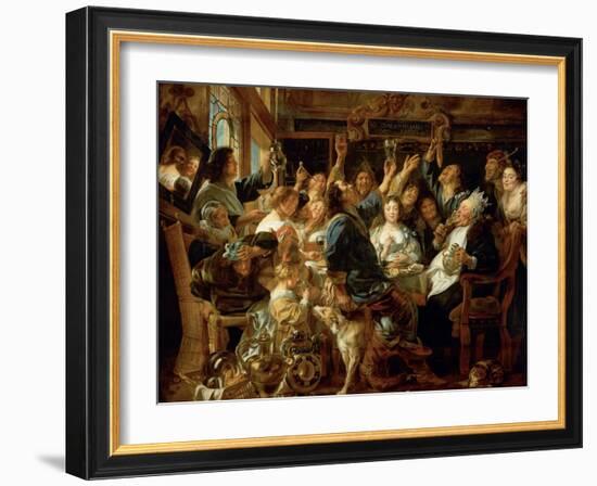 The Feast of the Bean King, Ca 1640-1645-Jacob Jordaens-Framed Giclee Print