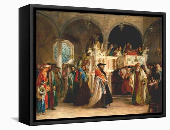 The Feast of the Rejoicing of the Torah at the Synagogue in Leghorn, Italy, 1850-Solomon Alexander Hart-Framed Premier Image Canvas