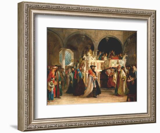 The Feast of the Rejoicing of the Torah at the Synagogue in Leghorn, Italy, 1850-Solomon Alexander Hart-Framed Giclee Print