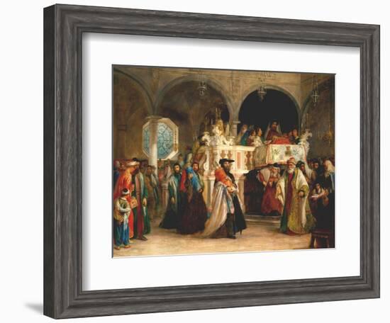 The Feast of the Rejoicing of the Torah at the Synagogue in Leghorn, Italy, 1850-Solomon Alexander Hart-Framed Giclee Print