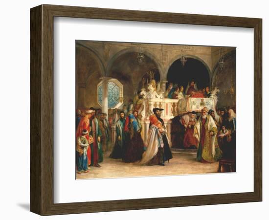 The Feast of the Rejoicing of the Torah at the Synagogue in Leghorn, Italy, 1850-Solomon Alexander Hart-Framed Giclee Print