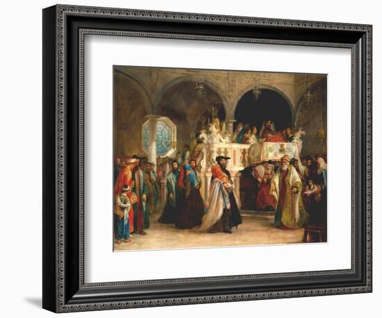 The Feast of the Rejoicing of the Torah at the Synagogue in Leghorn, Italy, 1850-Solomon Alexander Hart-Framed Giclee Print