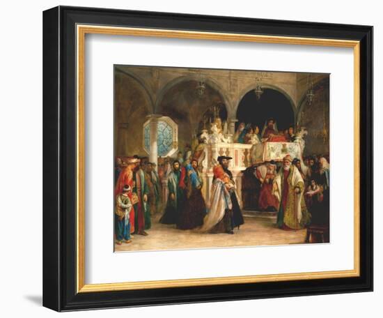 The Feast of the Rejoicing of the Torah at the Synagogue in Leghorn, Italy, 1850-Solomon Alexander Hart-Framed Giclee Print