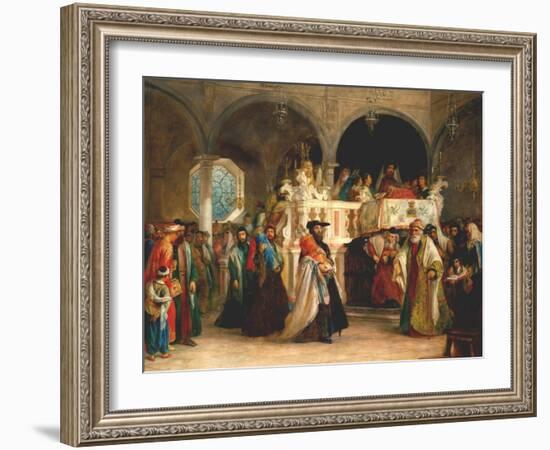 The Feast of the Rejoicing of the Torah at the Synagogue in Leghorn, Italy, 1850-Solomon Alexander Hart-Framed Giclee Print