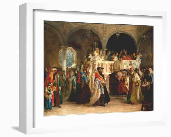 The Feast of the Rejoicing of the Torah at the Synagogue in Leghorn, Italy, 1850-Solomon Alexander Hart-Framed Giclee Print