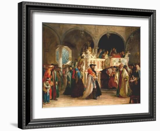 The Feast of the Rejoicing of the Torah at the Synagogue in Leghorn, Italy, 1850-Solomon Alexander Hart-Framed Giclee Print