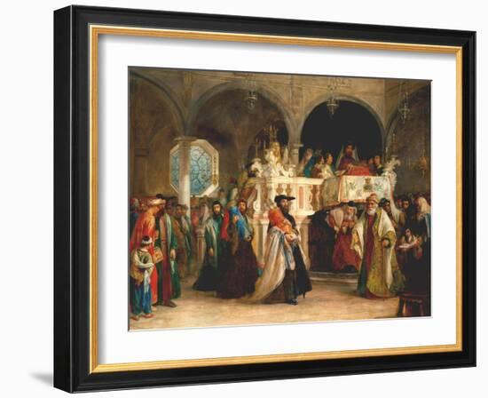 The Feast of the Rejoicing of the Torah at the Synagogue in Leghorn, Italy, 1850-Solomon Alexander Hart-Framed Giclee Print