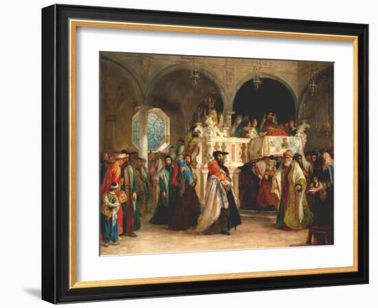 The Feast of the Rejoicing of the Torah at the Synagogue in Leghorn, Italy - La Fete De La Joie De-Solomon Alexander Hart-Framed Giclee Print