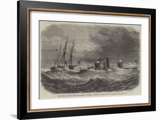 The Federal Ironclad Monadnock Towing a Disabled Gun-Boat in a Storm Off Cape Hatteras-null-Framed Giclee Print