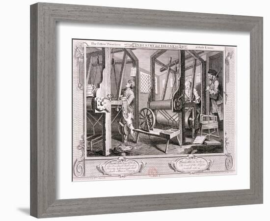 The Fellow Prentices at their Looms, Plate I of Industry and Idleness, 1747-William Hogarth-Framed Giclee Print