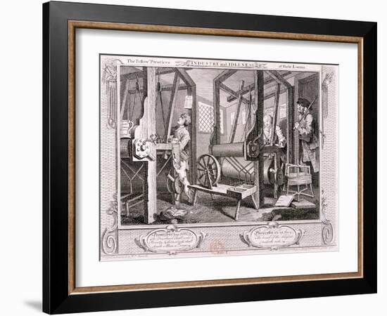 The Fellow Prentices at their Looms, Plate I of Industry and Idleness, 1747-William Hogarth-Framed Giclee Print