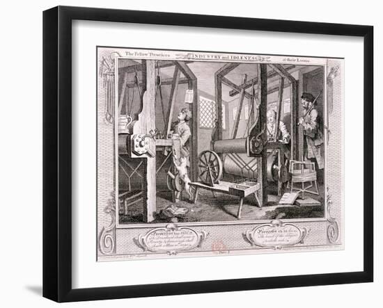 The Fellow Prentices at their Looms, Plate I of Industry and Idleness, 1747-William Hogarth-Framed Giclee Print