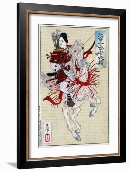 The Female Warrior Hangaku, Japanese Wood-Cut Print-Lantern Press-Framed Art Print