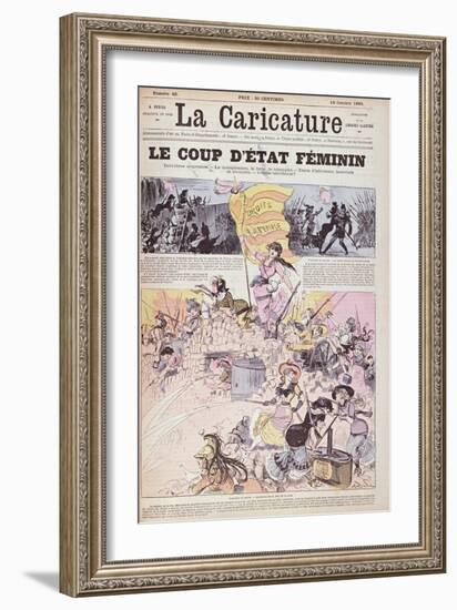 The Feminist Coup D'Etat', from 'La Caricature', October 1880-Albert Robida-Framed Giclee Print