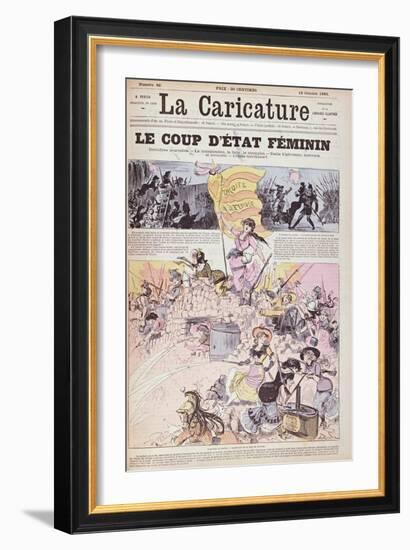 The Feminist Coup D'Etat', from 'La Caricature', October 1880-Albert Robida-Framed Giclee Print