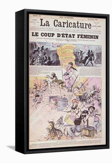 The Feminist Coup D'Etat', from 'La Caricature', October 1880-Albert Robida-Framed Premier Image Canvas