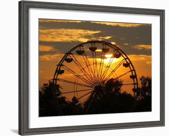 The Ferris Wheel at the Ingham County Fair is Silhouetted against the Setting Sun-null-Framed Photographic Print