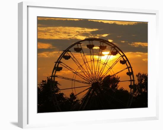 The Ferris Wheel at the Ingham County Fair is Silhouetted against the Setting Sun-null-Framed Photographic Print