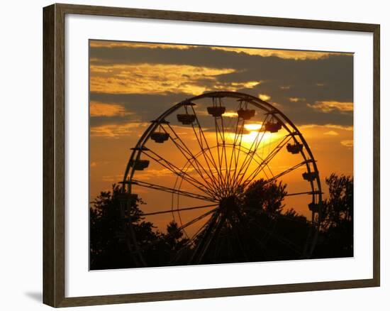 The Ferris Wheel at the Ingham County Fair is Silhouetted against the Setting Sun-null-Framed Photographic Print