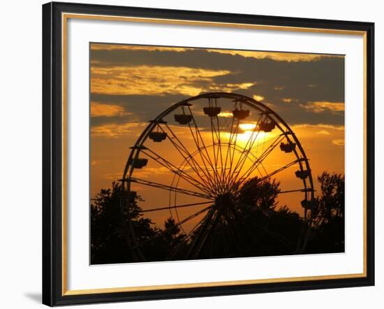 The Ferris Wheel at the Ingham County Fair is Silhouetted against the Setting Sun-null-Framed Photographic Print