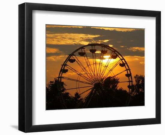The Ferris Wheel at the Ingham County Fair is Silhouetted against the Setting Sun-null-Framed Photographic Print