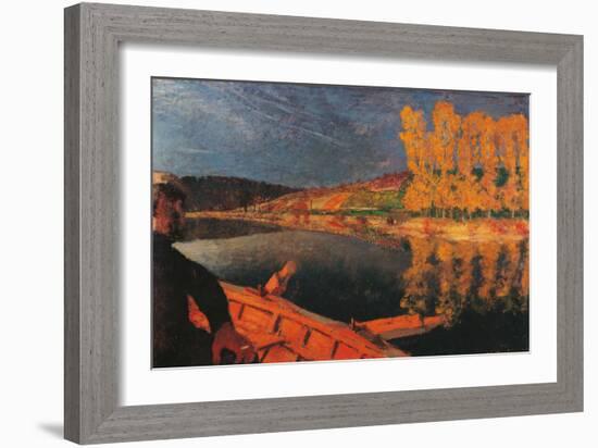 The Ferryman, Cipa Godebski in a Boat on the Yonne-Edouard Vuillard-Framed Giclee Print