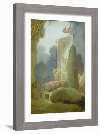 The Festival in the Park of St. Cloud. Detail: a Balladeer, 1778-80-Jean-Honoré Fragonard-Framed Giclee Print