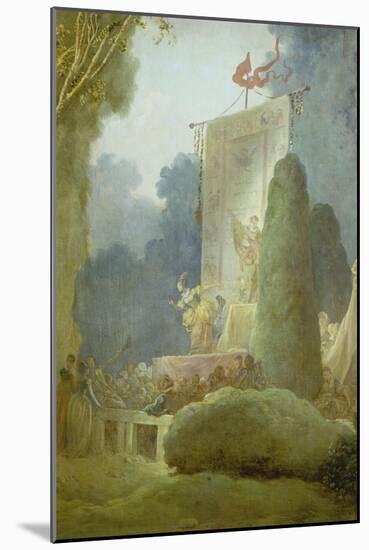 The Festival in the Park of St. Cloud. Detail: a Balladeer, 1778-80-Jean-Honoré Fragonard-Mounted Giclee Print