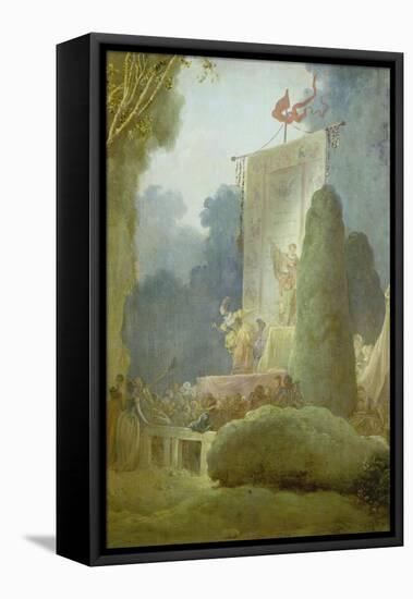 The Festival in the Park of St. Cloud. Detail: a Balladeer, 1778-80-Jean-Honoré Fragonard-Framed Premier Image Canvas