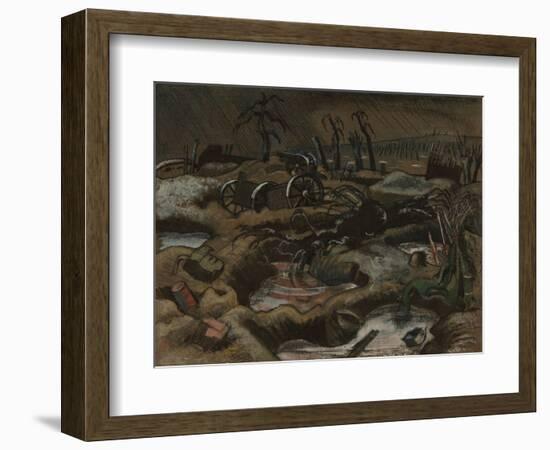 The Field of Passchendaele, C.1917 (Pen & Ink with W/C on Paper)-Paul Nash-Framed Giclee Print