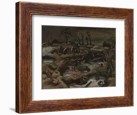 The Field of Passchendaele, C.1917 (Pen & Ink with W/C on Paper)-Paul Nash-Framed Giclee Print