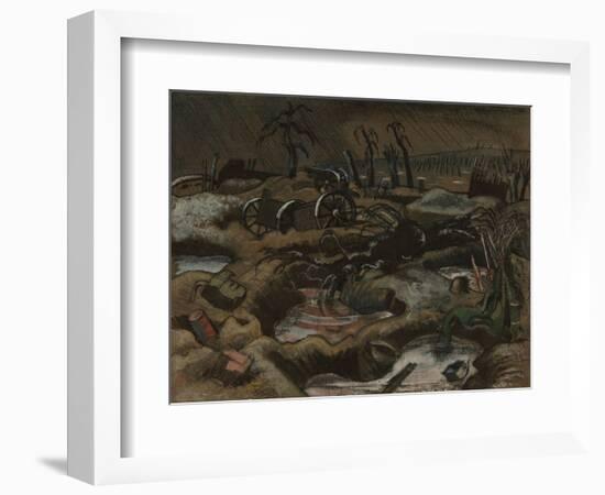 The Field of Passchendaele, C.1917 (Pen & Ink with W/C on Paper)-Paul Nash-Framed Giclee Print