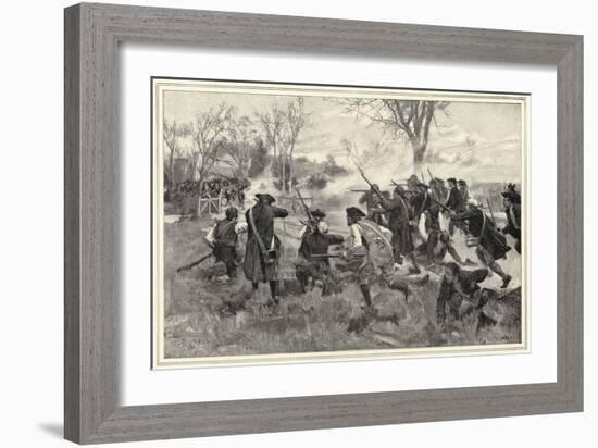 The Fight at Concord Bridge-F.c. Yohn-Framed Art Print