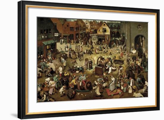 The Fight Between Carnival and Lent-Pieter Bruegel the Elder-Framed Premium Giclee Print