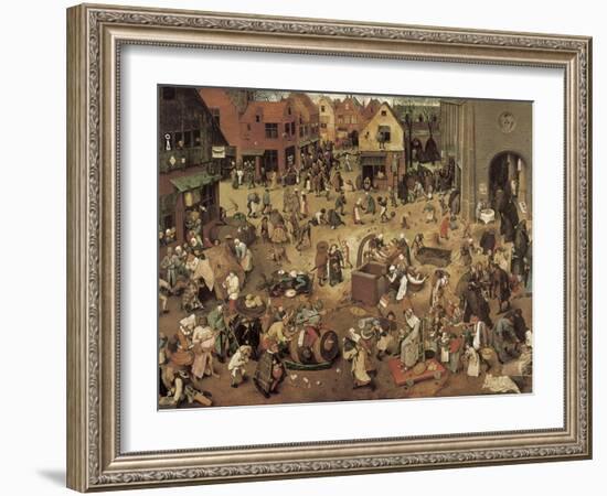 The Fight Between Carnival and Lent-Pieter Bruegel the Elder-Framed Art Print