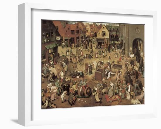 The Fight Between Carnival and Lent-Pieter Bruegel the Elder-Framed Art Print