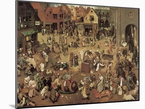 The Fight Between Carnival and Lent-Pieter Bruegel the Elder-Mounted Art Print