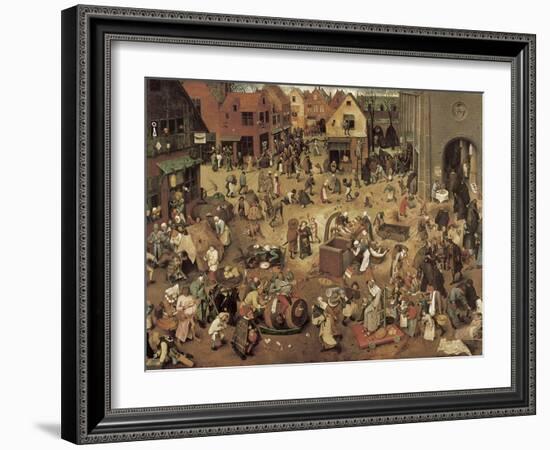 The Fight Between Carnival and Lent-Pieter Bruegel the Elder-Framed Art Print