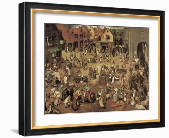 The Fight Between Carnival and Lent-Pieter Bruegel the Elder-Framed Art Print