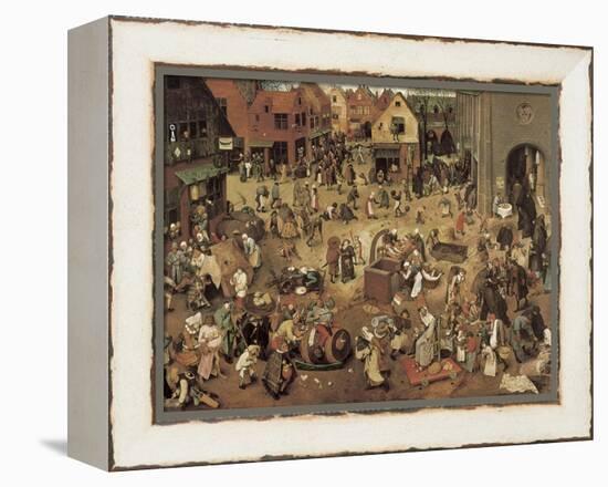 The Fight Between Carnival and Lent-Pieter Bruegel the Elder-Framed Stretched Canvas