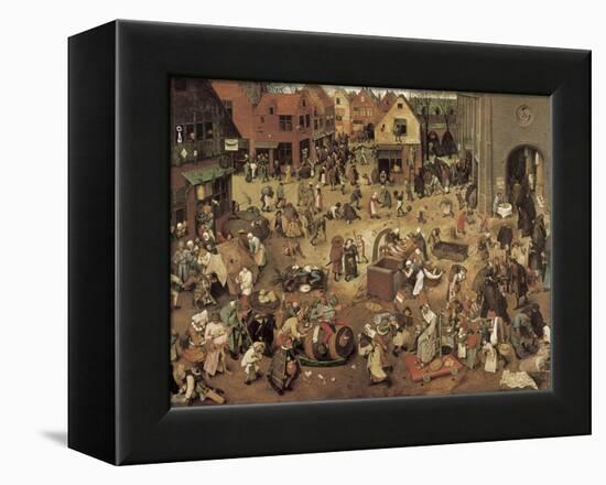 The Fight Between Carnival and Lent-Pieter Bruegel the Elder-Framed Stretched Canvas