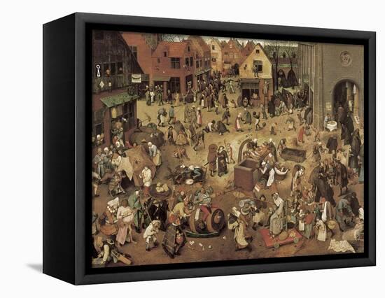 The Fight Between Carnival and Lent-Pieter Bruegel the Elder-Framed Stretched Canvas