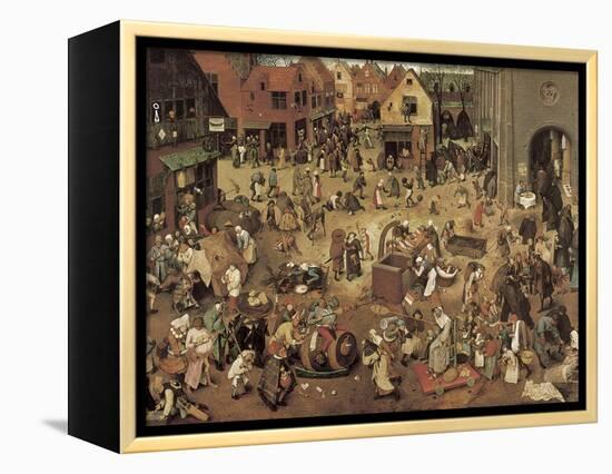 The Fight Between Carnival and Lent-Pieter Bruegel the Elder-Framed Stretched Canvas