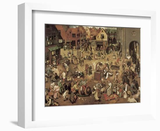 The Fight Between Carnival and Lent-Pieter Bruegel the Elder-Framed Premium Giclee Print