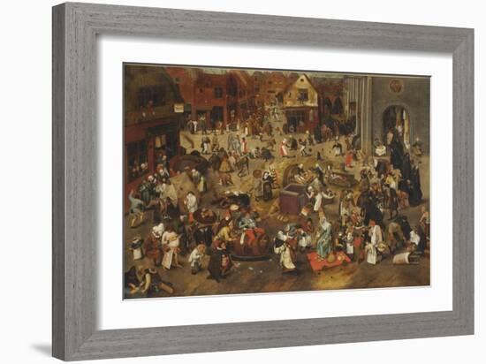 The Fight Between Carnival and Lent-Pieter Bruegel the Elder-Framed Premium Giclee Print